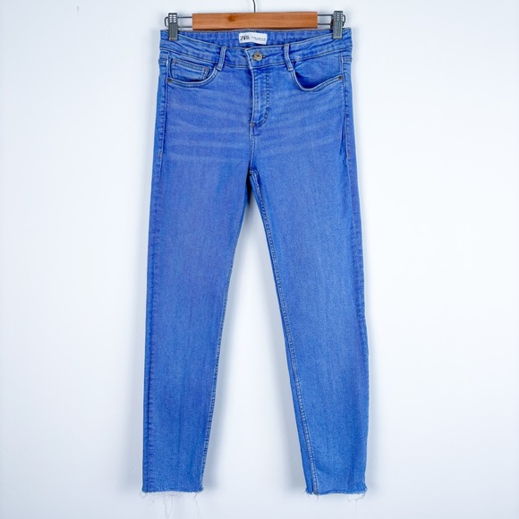 Zara‎ Raw Hem Skinny Ankle Blue Jeans - Picture 1 of 6